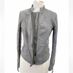 Free People Faux Suede Gray Moto Jacket Sz 4